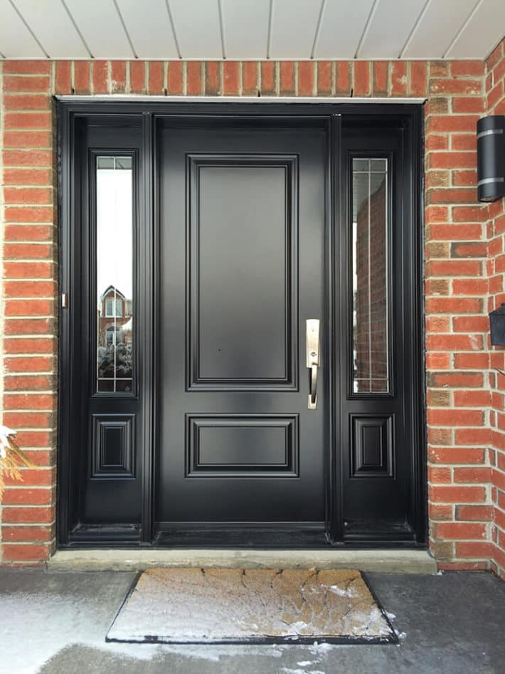 A durable, insulated entry door system installed by Quality Contracting to protect a home against harsh weather in Verner, Ontario.